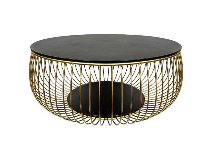 Novel Couchtisch, Schwarz, Goldfarben, Metall, Glas, rund, rund, 86x35x86 cm, Wohnzimmer, Wohnzimmertische, Couchtische, Couchtische rund