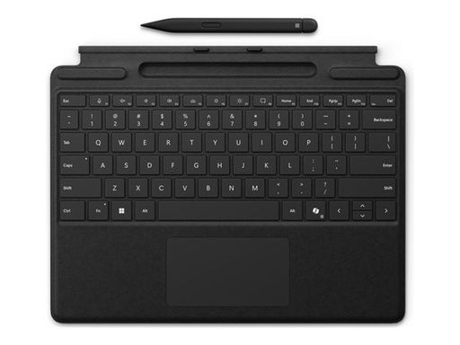 Microsoft Surface Pro Keyboard - Tastatur - mit Trackpad, Beschleunigungsmesser, Surface Slim Pen 2 Ablage- und Ladeschale - QWERTY - Niederländisch - Schwarz - mit Slim Pen 2 - für Microsoft Surface Pro 8, Pro 8 for Business, Pro 9, Pro 9 for Business, Pro 10 for Business, Pro (11th Edition) (8X8-00147)