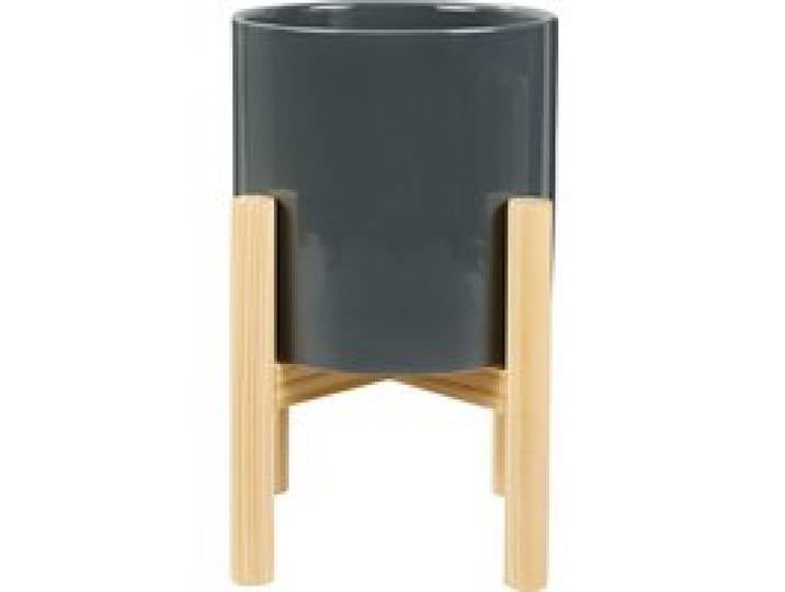LIVARNO HOME Cache-pot avec support en céramique émaillée (gris foncé)