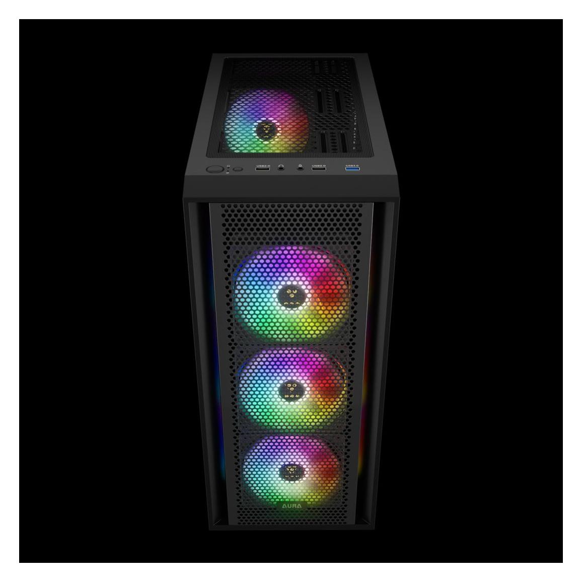 Gamdias Aura GC2 Elite ARGB GAMING Miditower Black retail (ATX, mATX, Mini-ITX) (16333-12664-40000-G)
