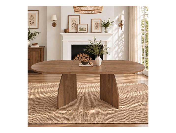 Celya Esstisch Ausziehbarer Esstisch 150/200 × 90 cm für 6–8 Personen (Esstisch mit abgerundeten Ecken, 18mm dickere Tischplatte)