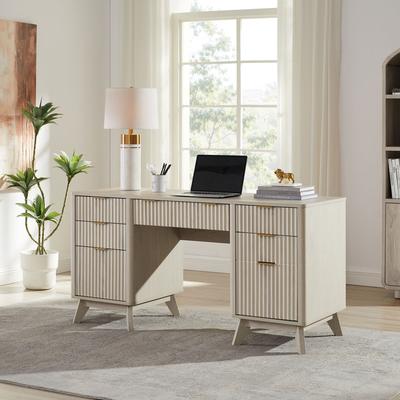 afulyperfllc Modern Executive Desk with Charging Station, Home Office Computer Desk