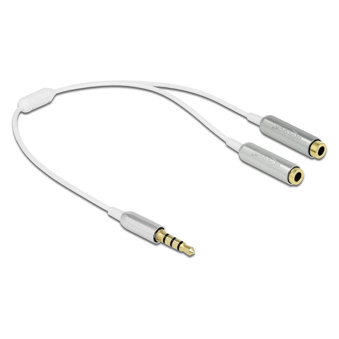 Delock Audio Splitter Klinkenstecker 3.5 mm 4 Pin > 2 x Klinkenbuchse 3.5 mm 4 Pin (0.25 m, AUX Kabel) (65576)