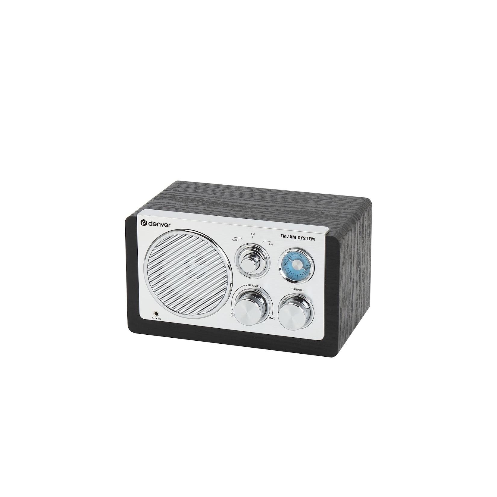 Denver TR-63 Retro Radio, AM/FM Analog, AUX, tragbar, Batterie oder Netzbetrieb, schwarz