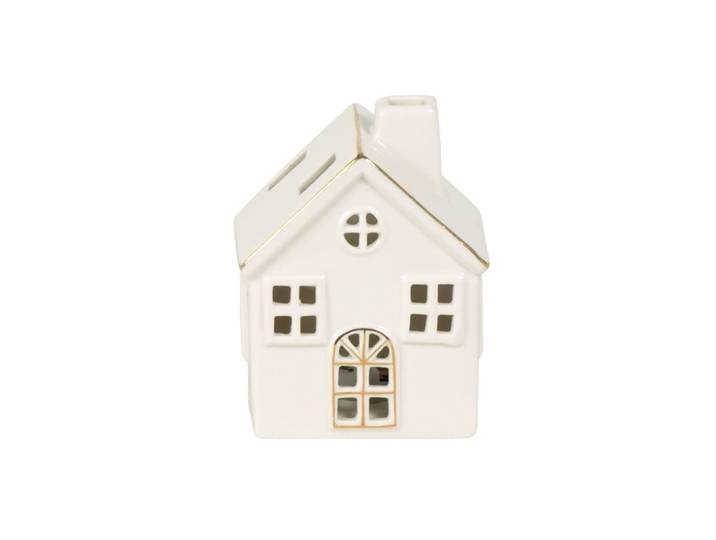 Weihnachtsdeko Haus aus Porzellan mit Beleuchtung, weiß