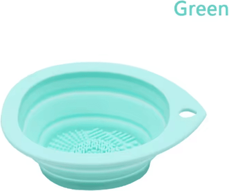 Inspire Picks Silicone Makeup Brush Cleaner Bowl Foldable Brush Washing & Scrubbing Tool green