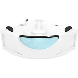AcquaVapore Whirlpool Vollausstattung Pool Badewanne Eckwanne Wanne W25H-TH-SC 150x150cm mit Heizung, aktive Schlauch-Reinigung