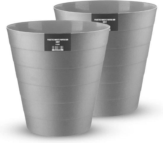 Famanu Afvalbak 6 liter - Set van 2 stuks - Grijs - Open ontwerp