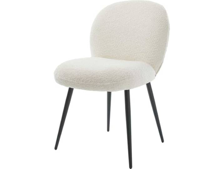 Polsterstuhl Nube-Flex 4-Fuß konisch Schwarz Bouclé Weiß Taschenfederkern