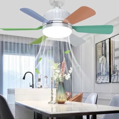 Combo Retail Shop Fan Light With Remote Control, Ceiling Light For Bedroom, Kitchen, Dining Room, Garage, Restaurant, Shop Indoor Lighting white Fan Blade