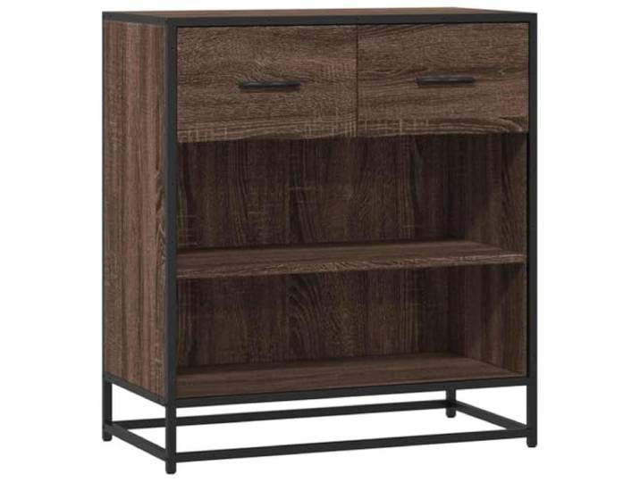 KGFHERENB Sideboard Braun Eichen-Optik 68x35x76 cm Beistellschrank Kompakter Aufbewahrungsschrank in Eichen-Optik mit Metallgestell für Wohnzimmer, Flur und Büro. Max. Belastbarkeit 50 kg.