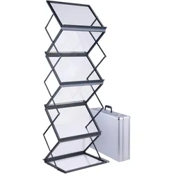 Prospektständer BOSTON A3, 6 Fächer, schwarz, mit Koffer, PS, Aluminium