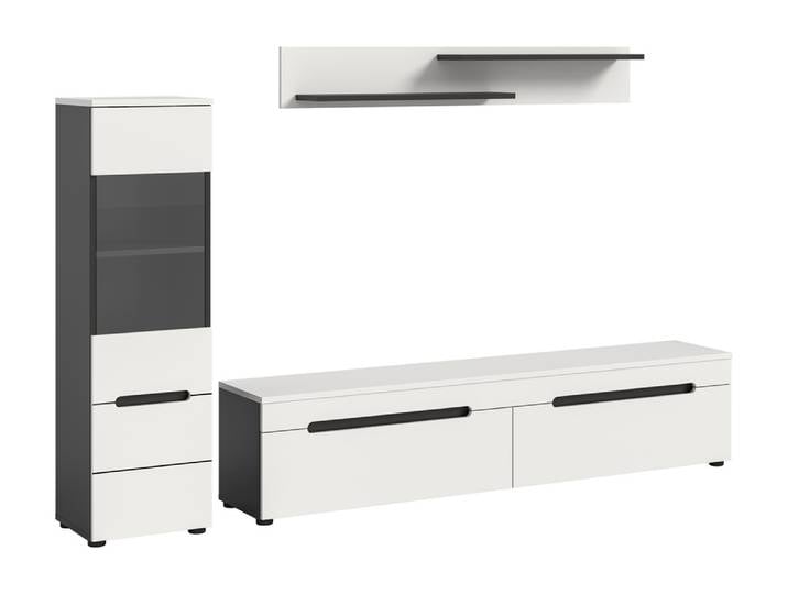 Wohnwand Anbauwand Canu , 2-teilig , weiß / Basalt Grau
