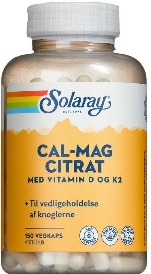 Solaray Cal-Mag Citrat M. Vitamin D & K2 Kosttilskud 150 stk