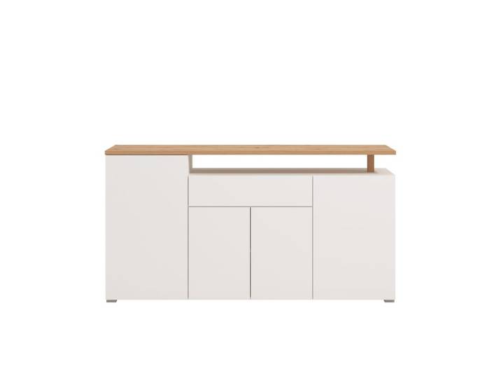 Buffet 4 portes ADRIANA imitation chêne et blanc