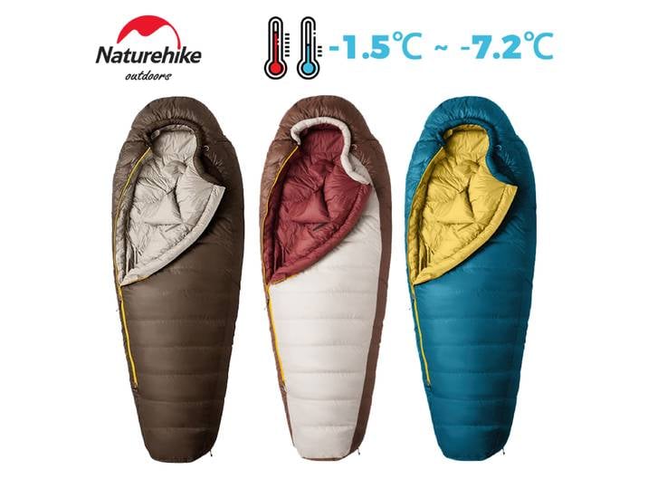 Sac de couchage d'hiver Naturehike Snowbird, sac de couchage en duvet de canard, sac de couchage imperméable de type momie, sac de couchage ultraléger 0 ℃ Équipements de randonnée et de camping