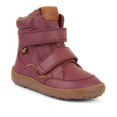 Barfußschuh FRODDO "BAREFOOT TEX WINTER", Mädchen, Gr. 32, wärmend, lila (beerenfarben), Leder, Schuhe Barfußschuh, Klettschuh, Winterstiefel mit TEX-Membrane