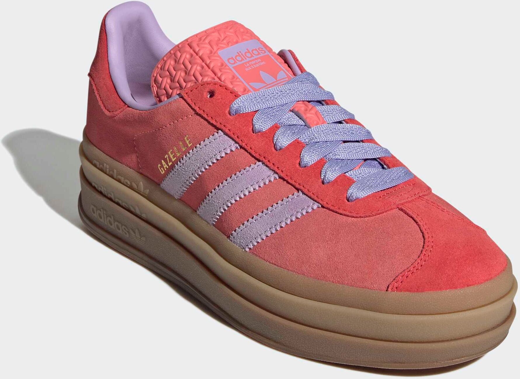 Sneaker ADIDAS ORIGINALS "GAZELLE BOLD", Damen, Gr. 38, rot (semi flash rot, powder plum, semi lucid rot), Leder, Schuhe Sneaker