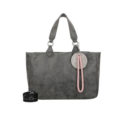 Henkeltasche FRITZI AUS PREUSSEN "Izzy Vintage", Damen, Gr. B/H/T: 42cm x 29cm x 42cm, schwarz, Lederimitat, unifarben, Taschen, mit Taschen-Anhänger und Schlüsselschlange