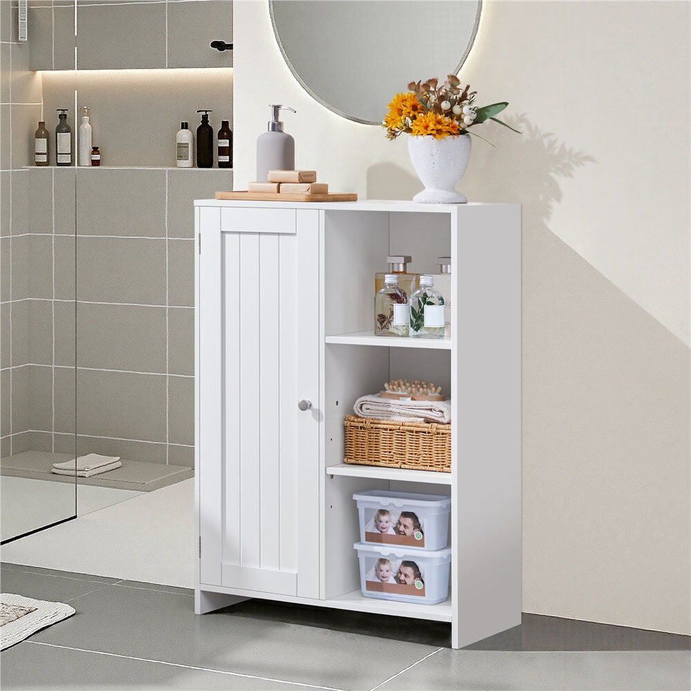 Lark Manor Freestanding Bathroom Cabinet White 81cm H X 56cm W X 30cm D