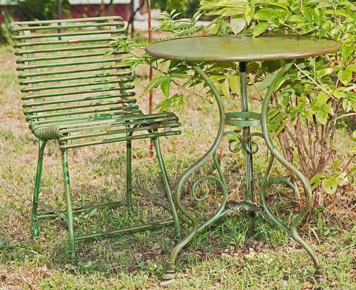 Casa Padrino Jugendstil Gartentisch & Gartenstuhl - verschiedene Farben - Gartenmöbel Set im Jugendstil