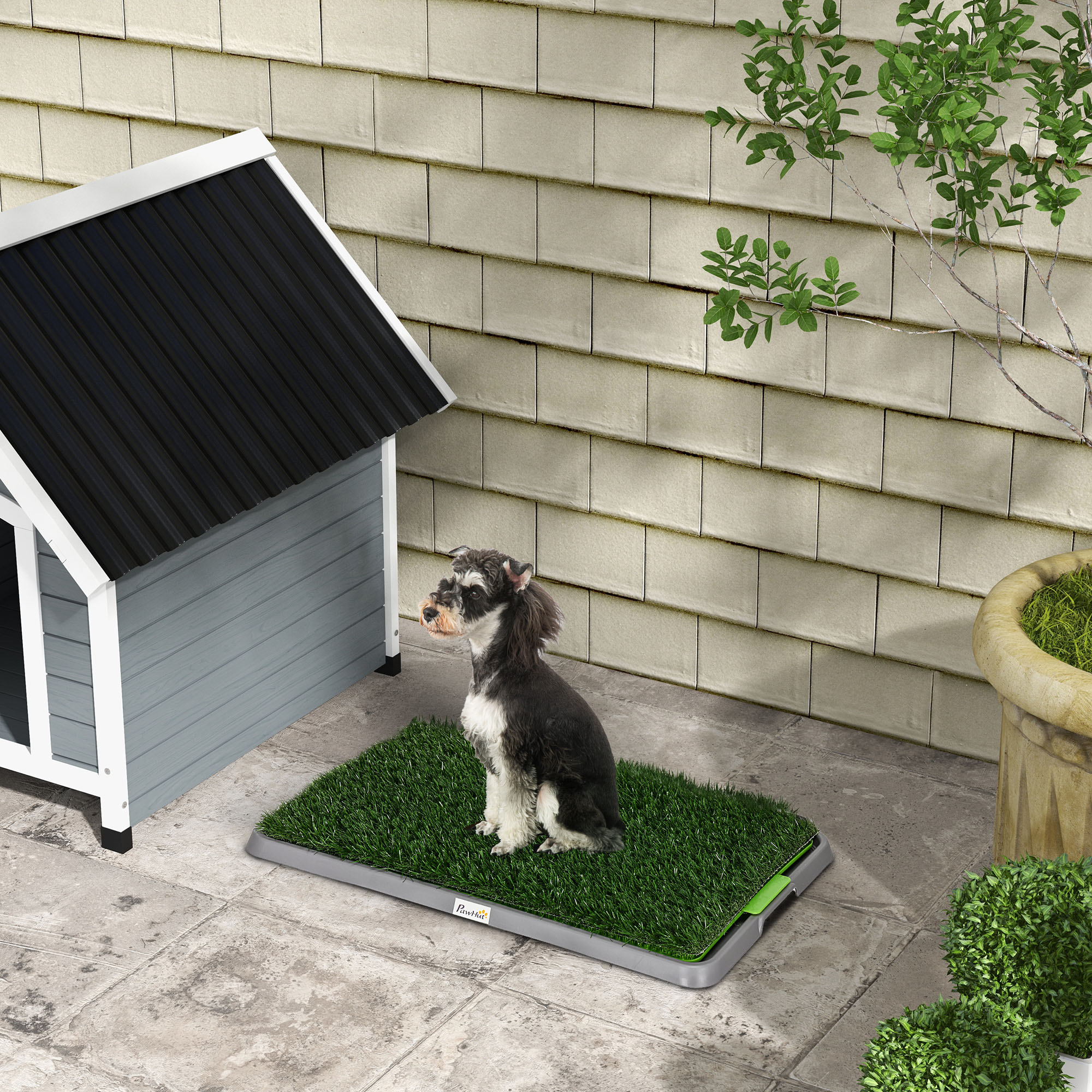 Pawhut Toilette per Cani con Prato Finto, Erba di Ricambio e Vassoio Inferiore, 67x41cm
