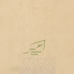 Recycled Tissue Serviette Naturbraun, 33 x 33 cm, 1/8 Falz, 100 Stück - Mank