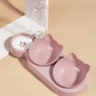 Inspire Curations AquaTilt 3 in 1 Cat Food & Water Bowl Station pink xxl