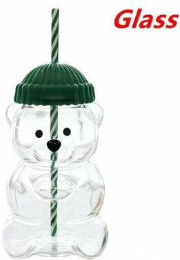 Inspired Living Bear Buddy Cute Bear Mug And Kawaii Water Bottle With Lid For Coffee Juice And Gifting glass