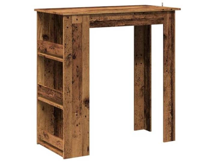 GHVBNMF Bartisch mit 3 Fächern Stehtisch Altholz-Optik 100x50x103,5 cm Kompakter Kaffeetisch für Küche und Esszimmer mit seitlichem Stauraum für Flaschen und Dekoration.