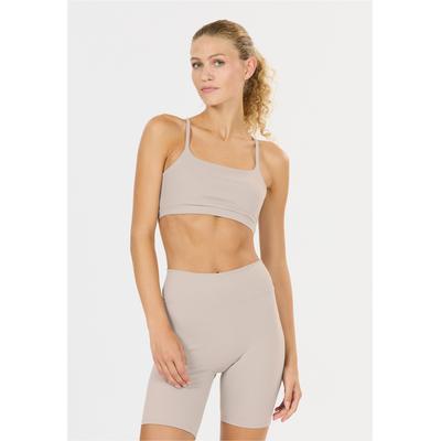 Sport-BH ATHLECIA "Blossom", Damen, Gr. M, beige (grau), 77% Polyamid, 23% Elasthan, unifarben, BHs Sport-BH, für ein besonders weiches Tragegefühl