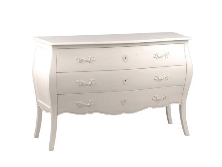 Commode en bois baroque blanche 3 tiroirs