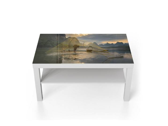 DEQORI Couchtisch 'Goldener Fang', Glas Beistelltisch Glastisch modern