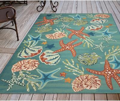 Lush Decor Marina Starfish Song Indoor/Outdoor Rug