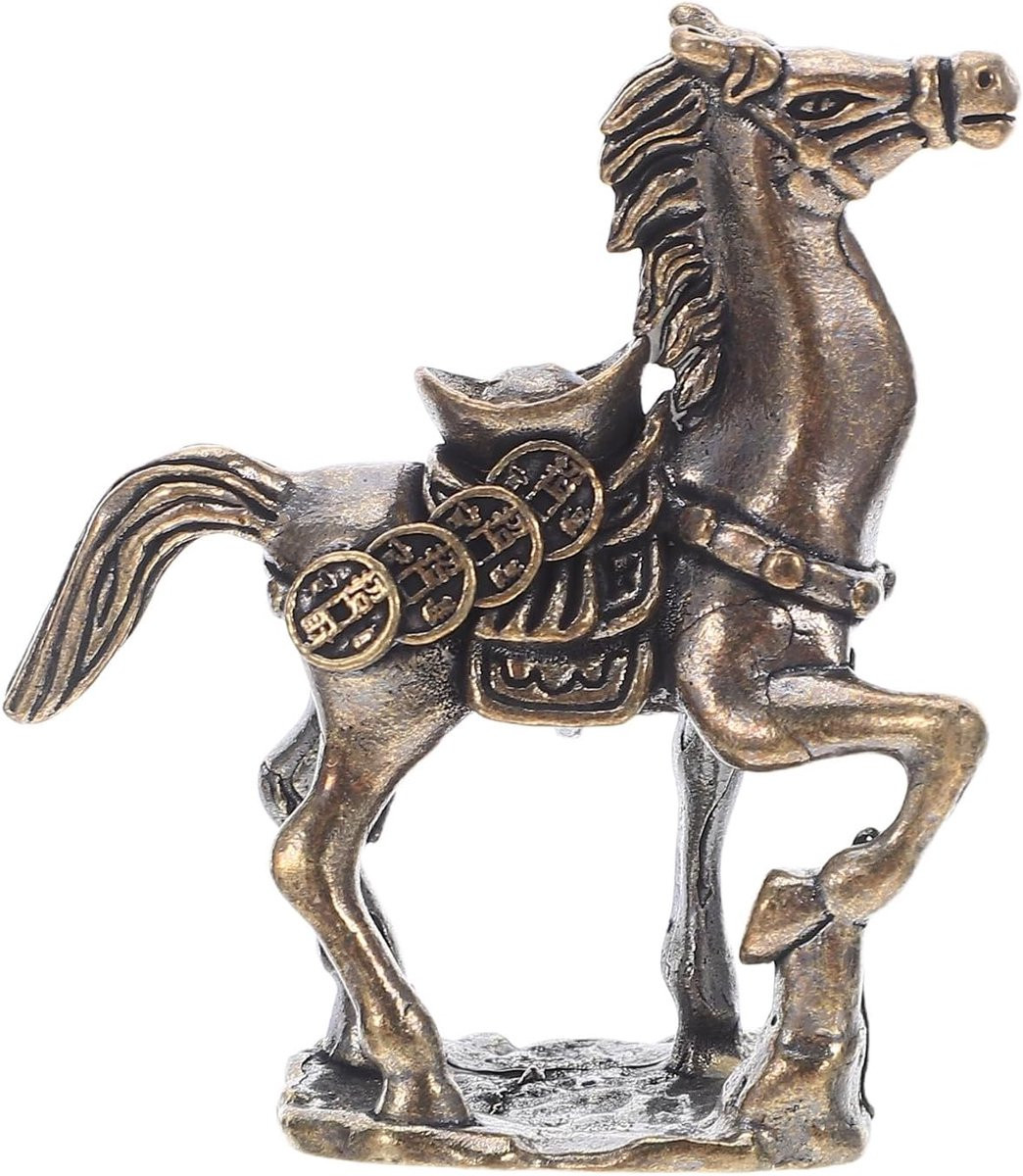 Vaguelly Messing Paard Figuur Jaar van het Paard Chinees Astrologisch Teken Feng Shui Decoratie