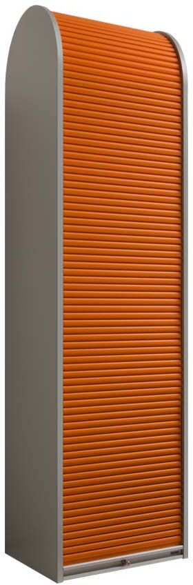 Pharao24.de Büroschrank mit Rollo Orange Silberr