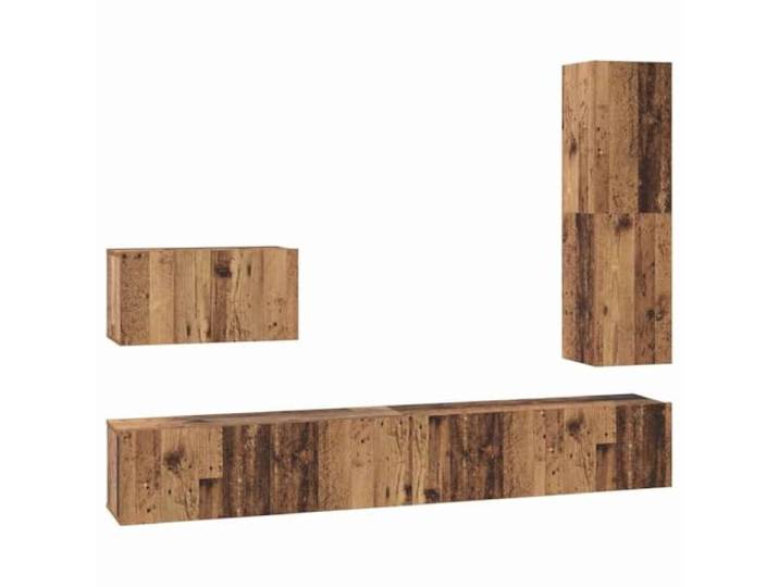 GKHPYURE TV-Möbel-Set, 4-teilig, Holz, altes Holz, mehrschichtig Wandmontage, 4 Türen, 3 Einlegeböden, Schublade, 240 kg Kapazität