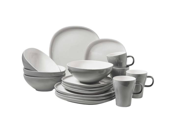 MÄSER Geschirr-Set Isora weiss/grau Keramik 16 Stk - Geschirr-Set