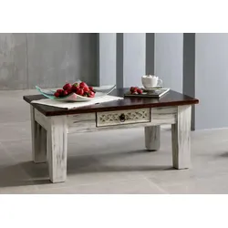 Couchtisch Mango / Akazie 90x60x40 weiß gewachst CASTLE-ANTIK #247