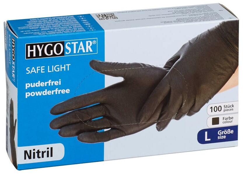 HYGOSTAR unisex Nitrilhandschuhe Safe Light schwarz Größe L - 100 Stück 27018