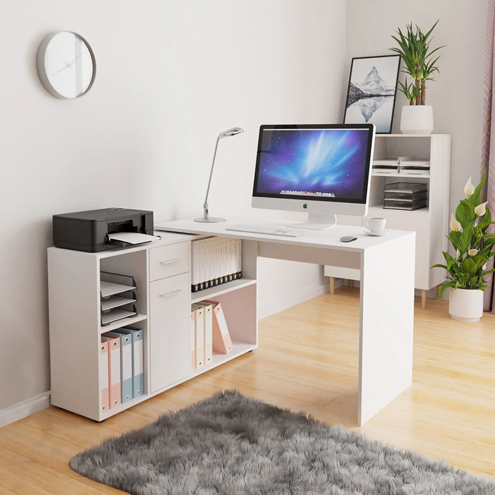 garneroarredamenti Scrivania ufficio 120x122cm angolare multiposizione bianco Riunion