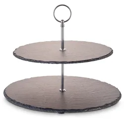 Schiefer Etagere 2-Stöckig