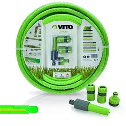 vitoGARDEN Gartenbewässerungsset aus verstärktem PVC 20 m Durchm. 15mm Multi-Jet-Lanze +2 Anschlüsse + Hahnnase VITO