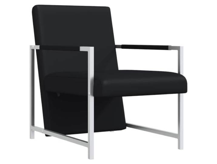 Heofavd Sessel Kunstleder Schwarz Modern Relaxsessel Verchromte Beine