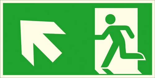 SafetyMarking Fluchtwegschild Folie Notausgang links, schräg aufwärts 38.A1030 (B x H) 300mm x 150mm ISO 7010 1St.