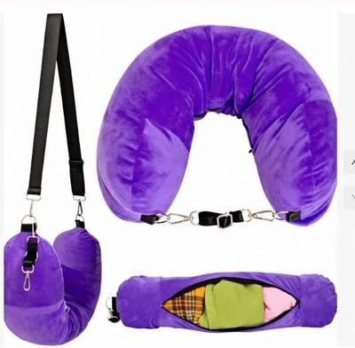 Uplift Treasures Convertible U Shaped Travel Neck Pillow purple