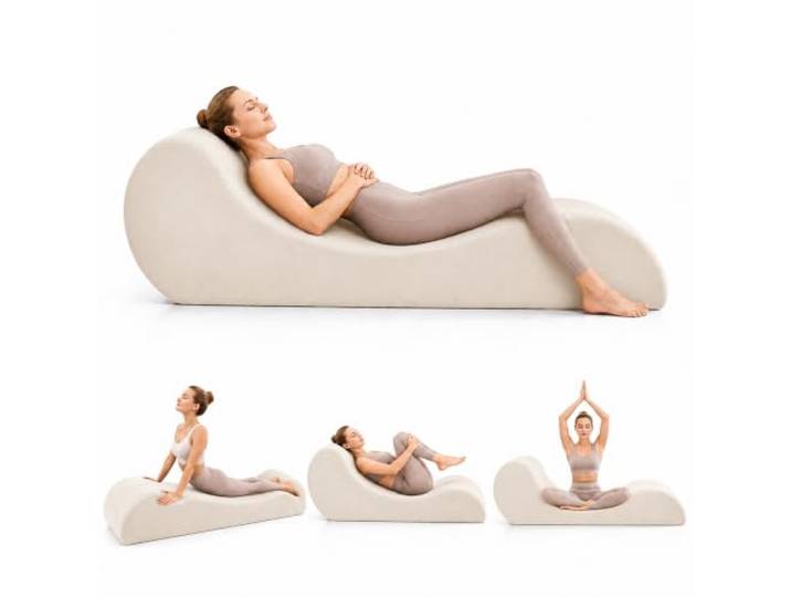 JSWHYBD Yoga-Stuhl, Ergonomische Chaiselongue aus Hochdichtem Schaumstoff Bodensofa für Yoga, Meditation, Stretching, Lesen und Entspannung(White)