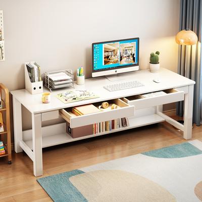 BALANBO Solid Wood Kids Desk with 2 Drawers and Storage Shelf for Study