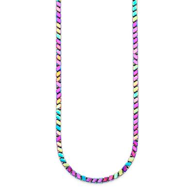Edelstahlkette BRUNO BANANI "Schmuck Geschenk Steinkette mit farbigem Hämatit", bunt (edelstahlfarben, blau, gelb, rot, lila, grün), Halsketten, Damen, Edelstahl, L: 49 B: 3mm, Edelstahlkette, mit Hämatit, B:3mm