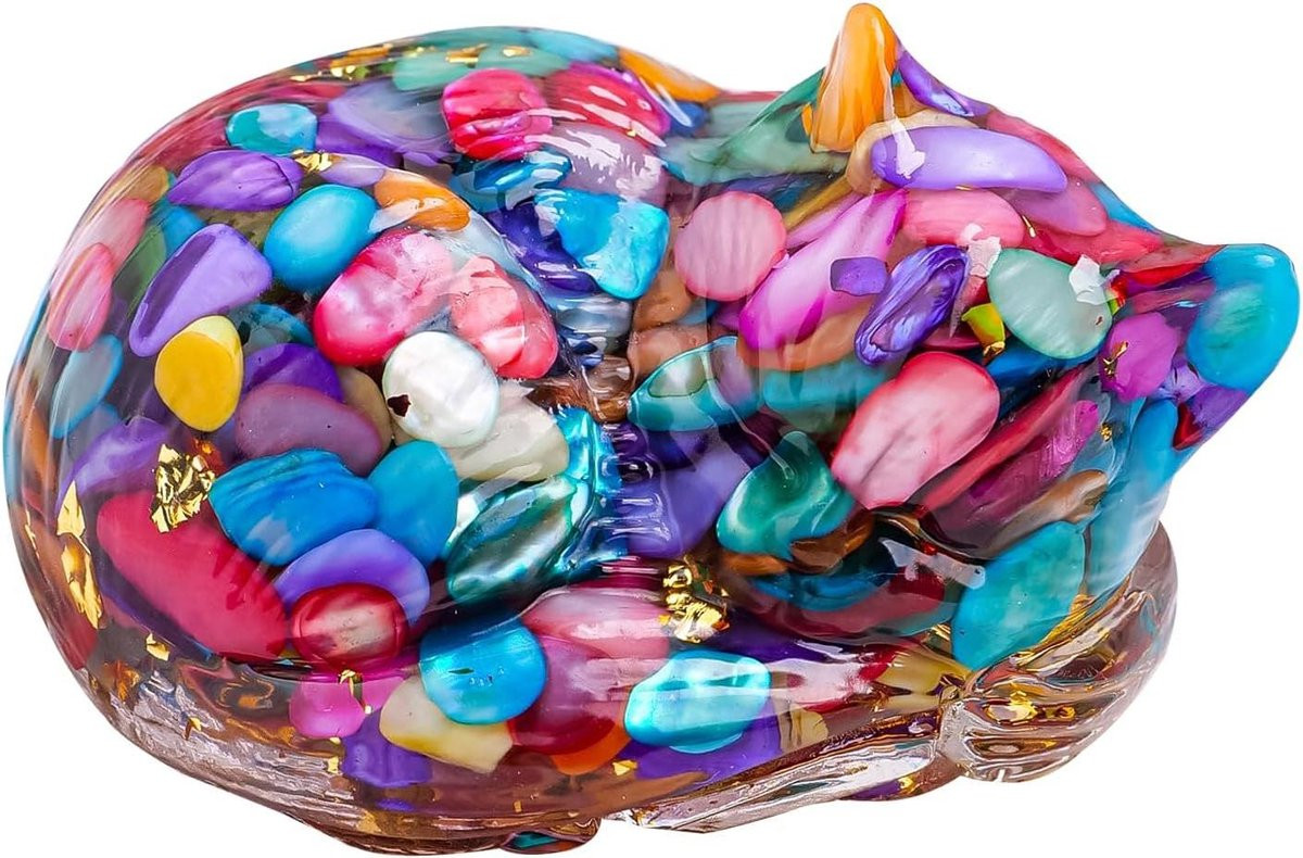 Kat Beeldje Katogen - Handgemaakt Kristal Figuur voor Bureau Decoratie - 7 cm